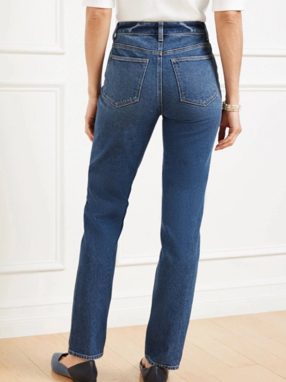 NWT TALBOTS Ivy Embroidery Wash Straight Leg Jeans Sz 12 Petite - Picture 2 of 8